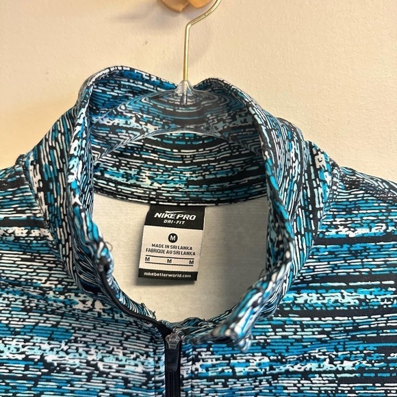 Nike Pro Dri-fit Athletic Top 1/2 Zip Striped Printed Pullover Blue Size Medium - Picture 7 of 12